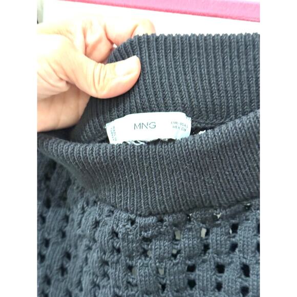 Mango Crochet Set: Open Knit Sleeveless Top & Midi Skirt Black Women's Size S - Picture 6 of 6